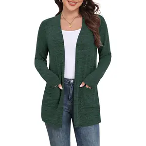 Cardigan Long Sleeve Open Front Casual Sweater with Pockets