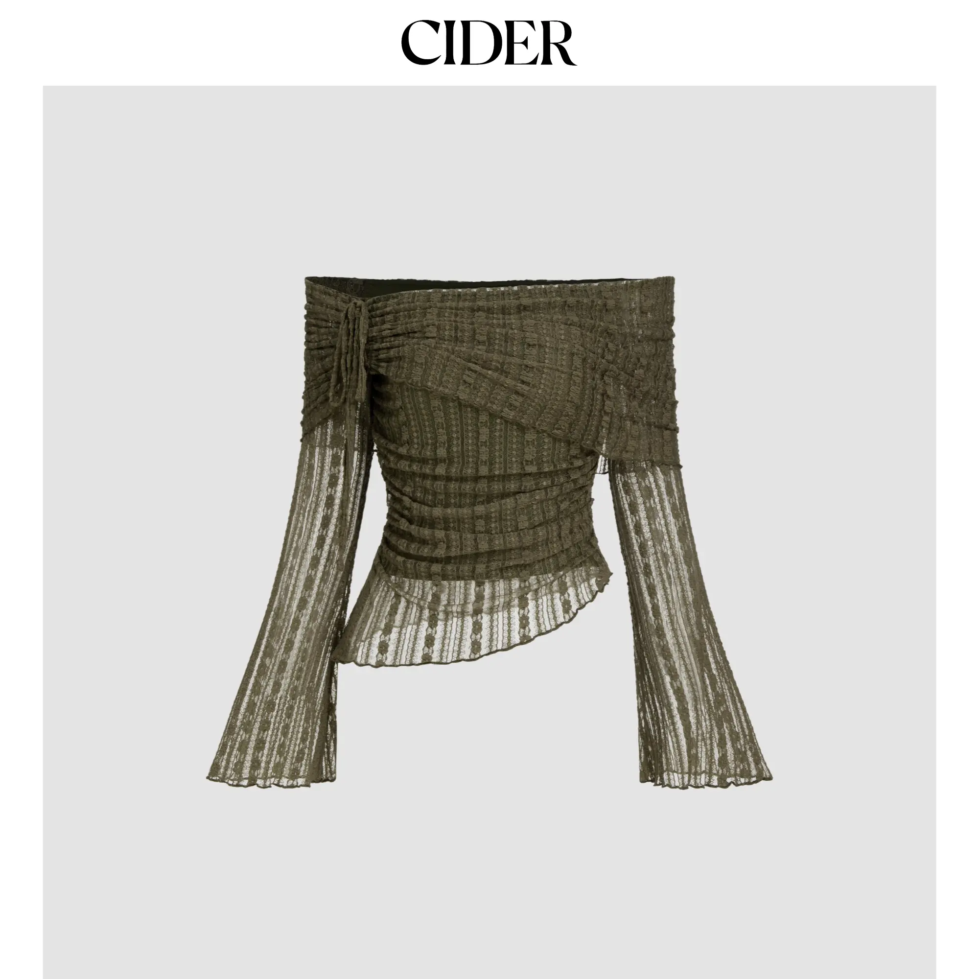 Cider Lace Off-shoulder Drawstring Asymmetrical Hem Top SummerFinds