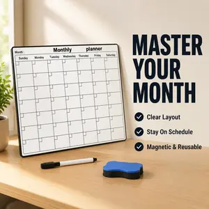 Reusable Magnetic Monthly Dry Erase Planner Board, Fridge Calendar Whiteboard, Home Office Daily Weekly Scheduler, to Do List Organizer