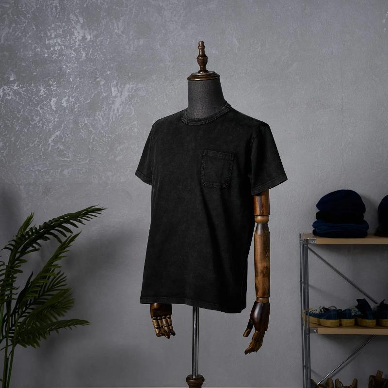 Kyn Apparel  Men's Heavyweight Pure Cotton Short Sleeved T-shirt American Retro Solid Color High-end Fabric Loose T-shirt