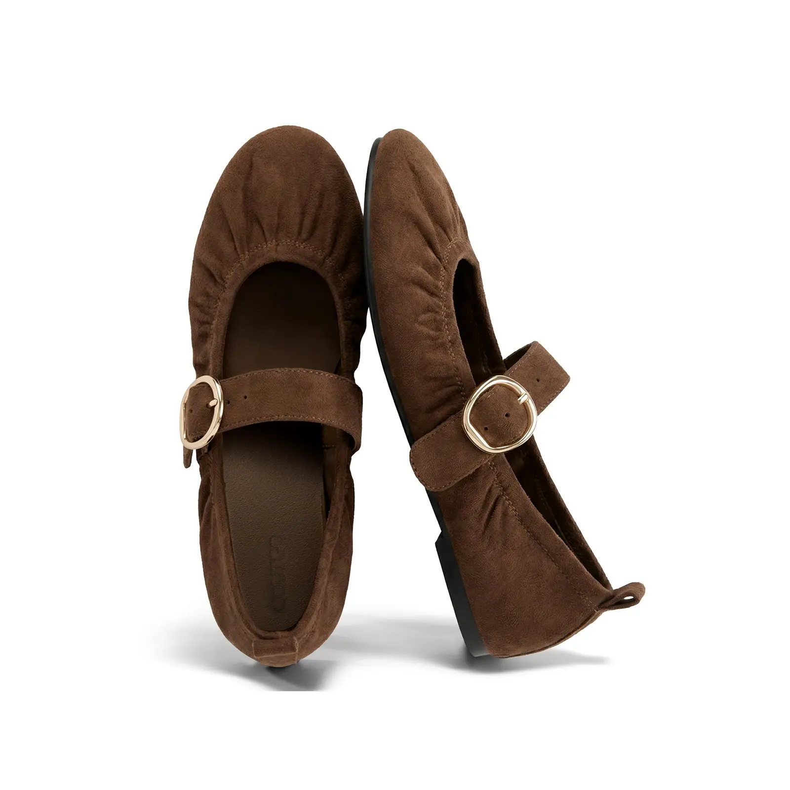 Coutgo Womens Ballet Flats Ruched Round Toe Mary Jane Flats Comfortable Slip On Dressy Shoes