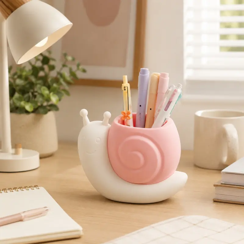 Cute Pen Container Holder Snail-shape Desk Decoration Creative Multi-Functional Pen/pencil Holder Desk Organizer Accessory Makeup Storage Office Home Art Supply Nice Gift --wb