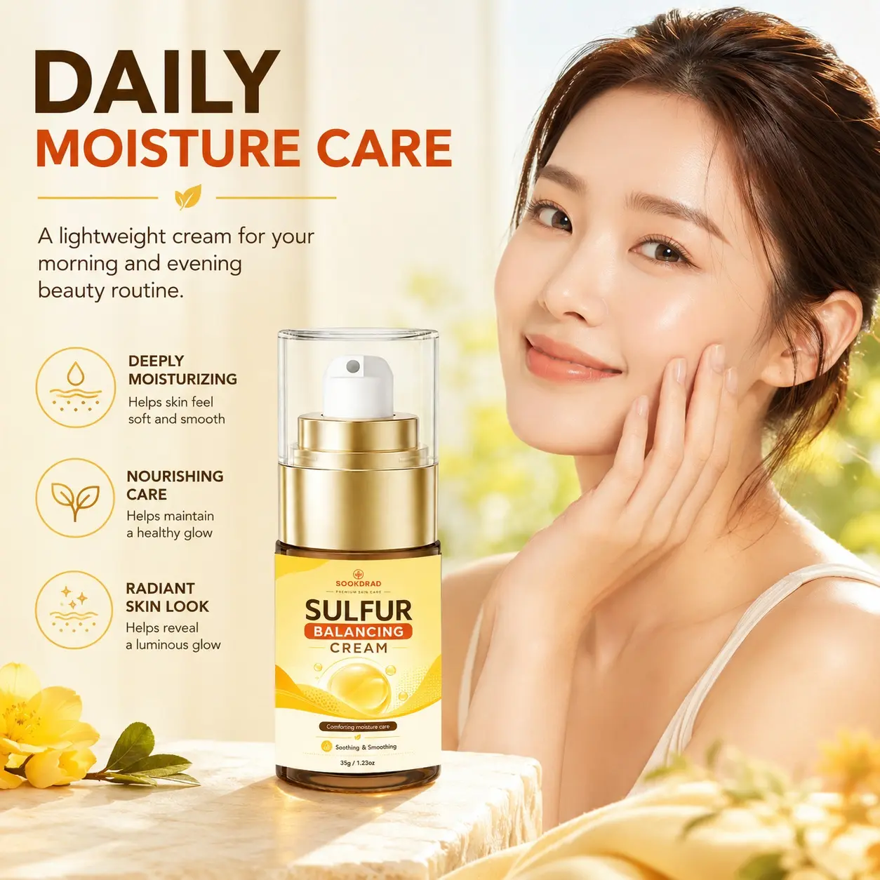 Sulfur Balancing Cream, sulfur, balancing care, comforting moisture care, soothing and smoothing, facial cream, 35g/1.23oz