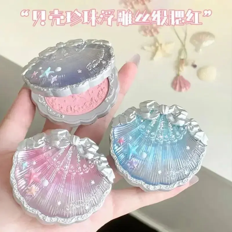 Flower Knows Shells 01 Jewel Collection Embossed Silk Satin Blusher Powder, Vintage Pearl-Infused Makeup for Cheek Contouring, Strawberry 01 Hanging Home Decor Accent