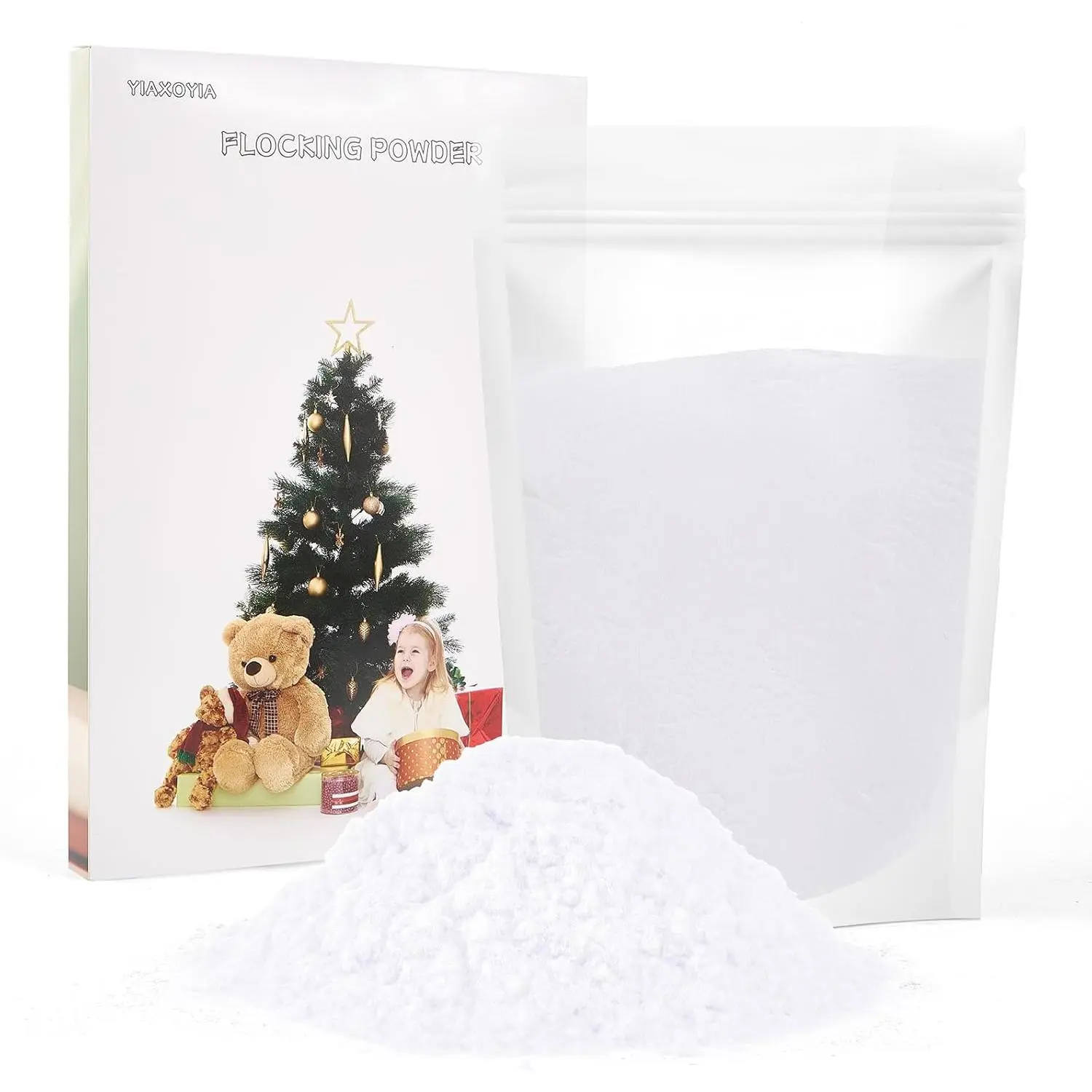 100g White Flocking Powder Velvet Fibers - Home DIY Supplies for Christmas Tree Ornaments, Squishy Nails Art