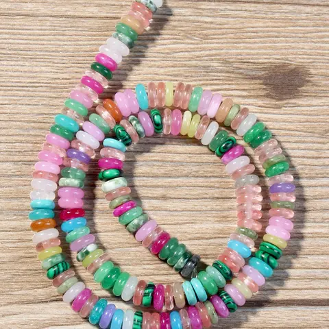 Multicolor Natural Gemstone Crystal Loose Beads, Gemstones And Crystals, 6x2mm Jewelry Making Supplies, DIY Boho Style Crystal Beaded Charm Necklace Bracelet, 160-170 Pcs One Strand