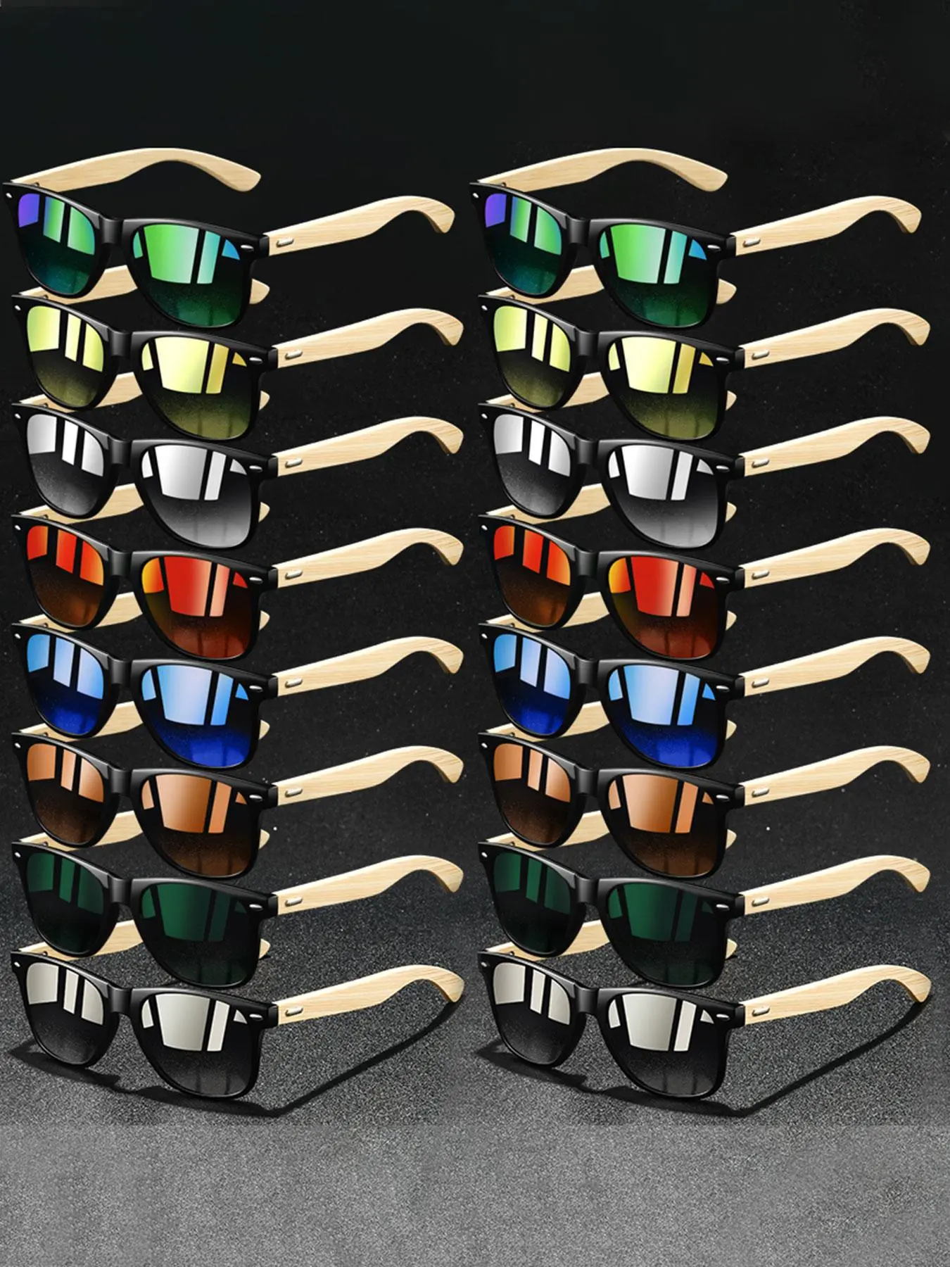 16pcs bamboo and wood frame retro glasses,suitable both men and women,provide multiple color options,bamboo and wood frames are environmentally friendly and durable,fashion lightweight design,suitable for daily casual wear