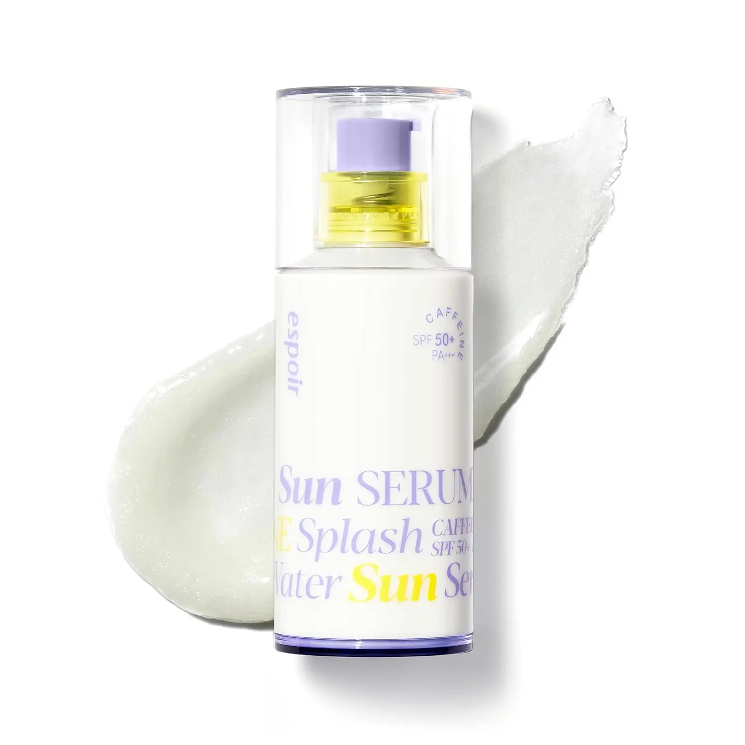 Water Splash Sun Serum SPF50+ PA+++│3,000ppm Caffeine for Reducing Puffiness,Enhancing Skin Elasticity, Non-Oily Hydrating Sunscreen,Vegan,Beach Essentials, Clear Sunscreen1.69 Fl Oz.