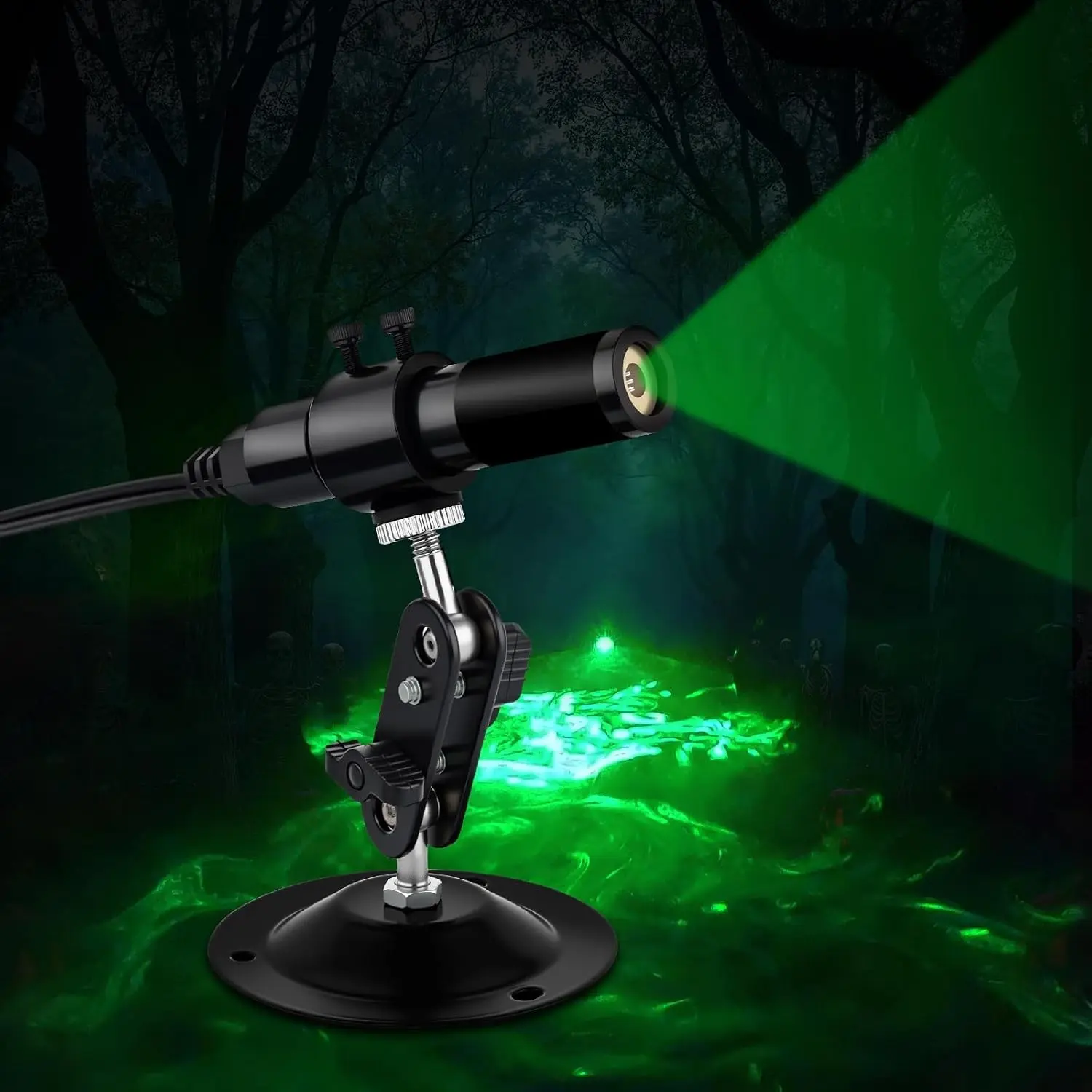 Green Laser Line Projector for Halloween Swamp Party Decoration Halloween Waterproof Laser Projector Light Bubble Fog Machine for Laser Portals Ghost Footprints Outdoor Haunted Garden Decor