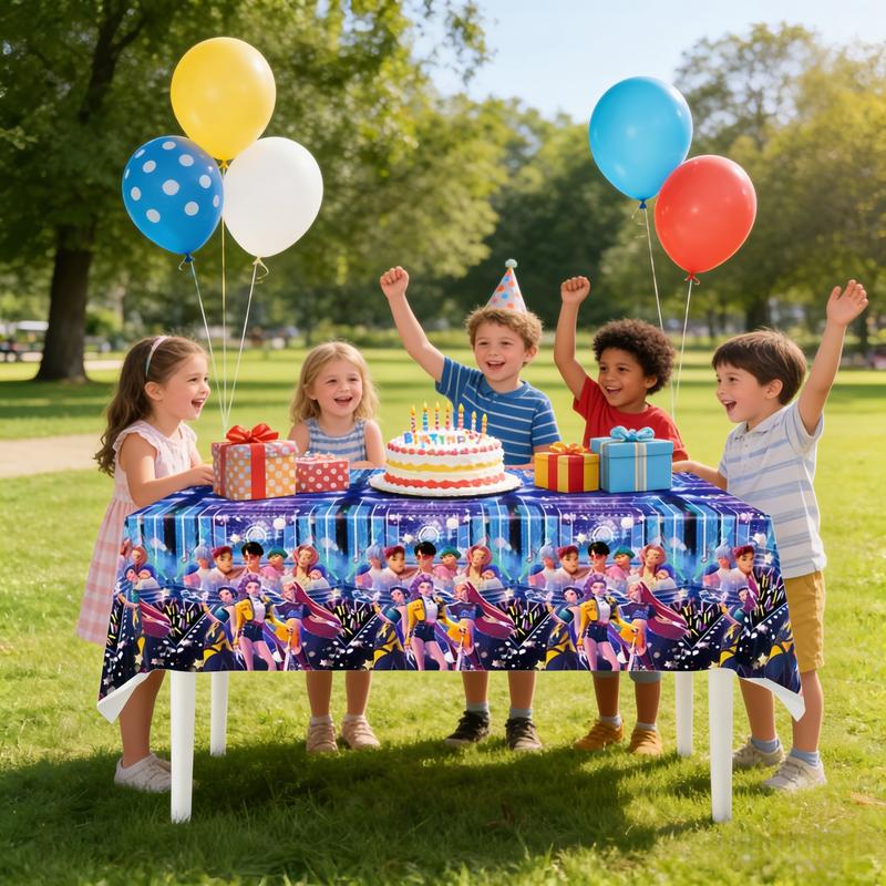 Kpop Girl Hunter Party Table Cover, Disposable Waterproof and Stain-Resistant Tablecloth for Birthdays, Camping and Everyday Decor