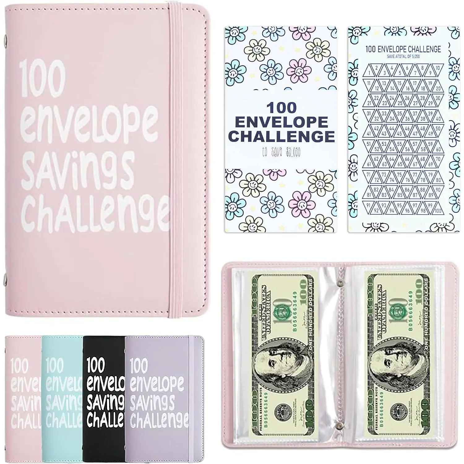 100 Days  Saving   Envelope Budget Book | Keep  Neat and Flat, Easy and Fun Way to Save $10,000 or $5,050 with Family, , Bestie,  Habit of Saving
