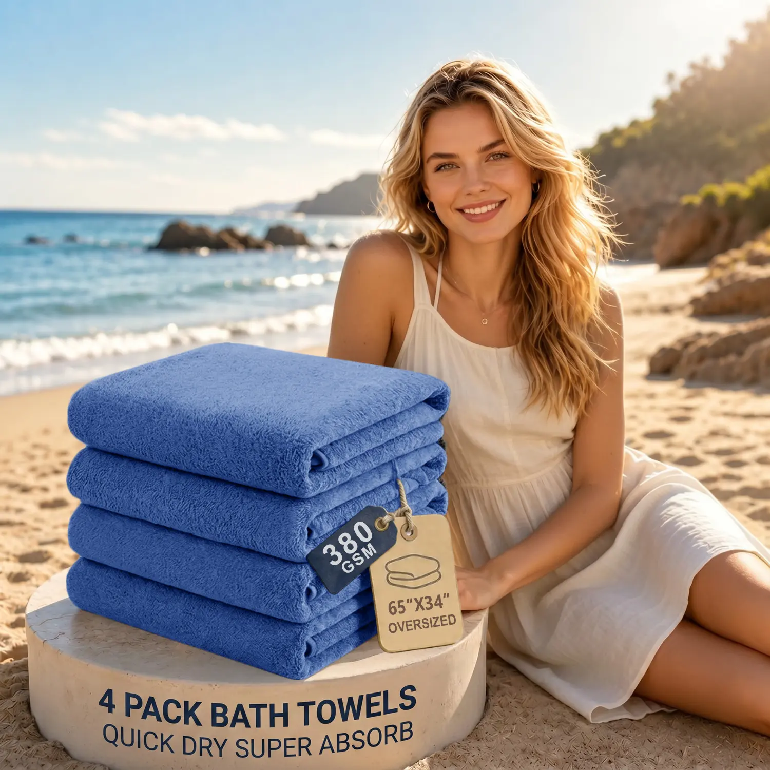 4 Pack Oversized Bath Towels Set, 34"x65" Extra Large Towel Microfiber Absorbent XL Bath Sheet Super Soft Bathroom Towels Set Quick Plus Size Shower Towels For Family Hotel