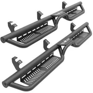 【YZONA】Running Board Side Steps Compatible for 2024 2025 2026 Toyota Tacoma Double Cab & Crew Cab (4 Full-Size Doors), Heavy-Duty Carbon Steel Two Stair Design Nerf Bar Side Rails Rock Sliders, Star Logo)
