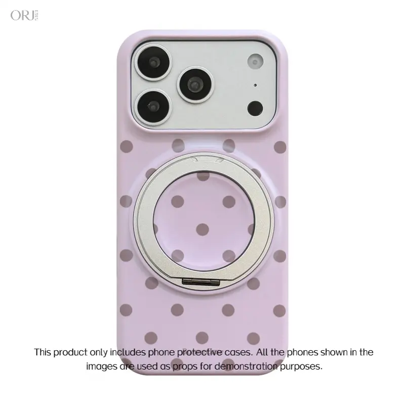 Retro Polka Dot Magnetic Phone Case with Kickstand for iPhone 17 Pro Max 16 15, Minimalist Cute Shockproof Protective Cover for Daily Use