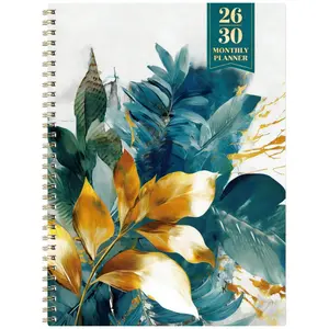 2026-2030 Monthly Planner/Calendar - January 2026 to December 2030, 5-year monthly planner book, gilded autumn leaves cover design journal, yearly and monthly calendar planning, monthly tabs, 60-month calendar, 5.5 x 8.3 inches, thick paper, elastic cover