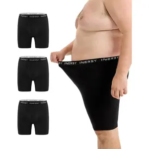 INNERSY Men's 8.5" Inseam Big and Tall Boxer Briefs Cotton Long Leg Underwear 3-Pack