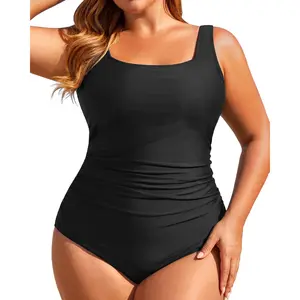 Daci Women Plus Size One Piece Swimsuit Backless Tummy Control Ruched Bathing Suit DealsForYouDays