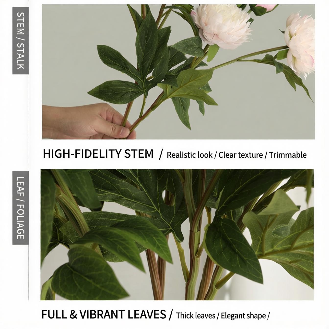 Eternal Peonies 3-Stem Bundle| Premium Silk Florals for Mother's Day Gift & Aesthetic Home Decor