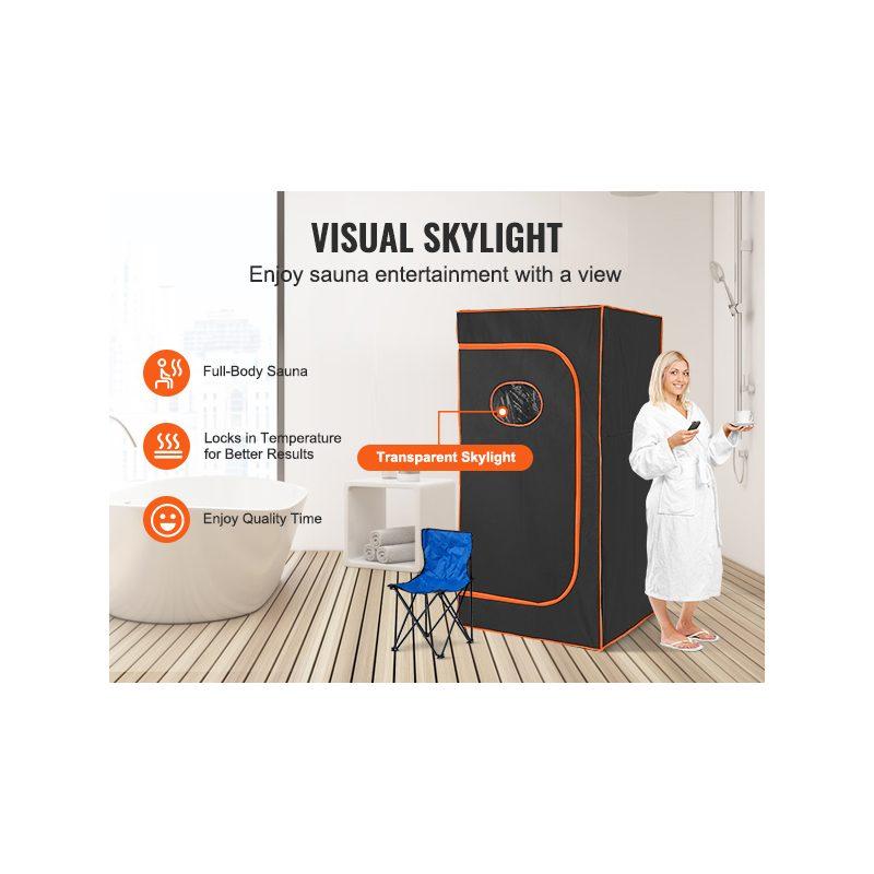 VEVOR Sauna Tent Portable Full Size, 1400W Personal Sauna Kit for Home Spa, Detoxify Soothing Infrared Heated Body Therapy, Time Temperature Remote Control With Chair Floor Mat