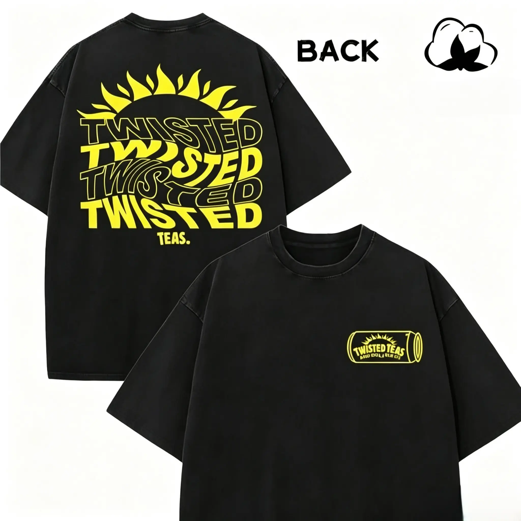 Men's Retro Twisted Tea Graphic Short-Sleeve T-Shirt - Sun-Ready, Vintage-Inspired, Double-Sided Print, Drop Shoulder Sleeves, Thick Round Neck, High-Quality Casual Menswear Streetwear Top, Shortsleeve, Vintage Shirts, Classic, Watch Party