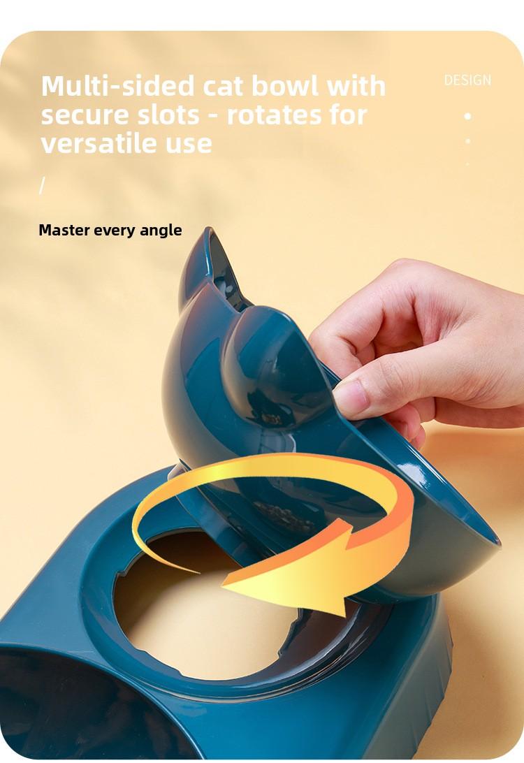 Tilted Cat Dog Double Bowls Neck Protection Anti-Spill Food Water Feeder Anti-Slip Cat Bowl for Cats Dogs Rechargeable Livestock Prod with Flexible Shaft pet stuff pepper spray dog bugs detector reverse slow feeder shaped harness silicone raised food bowl