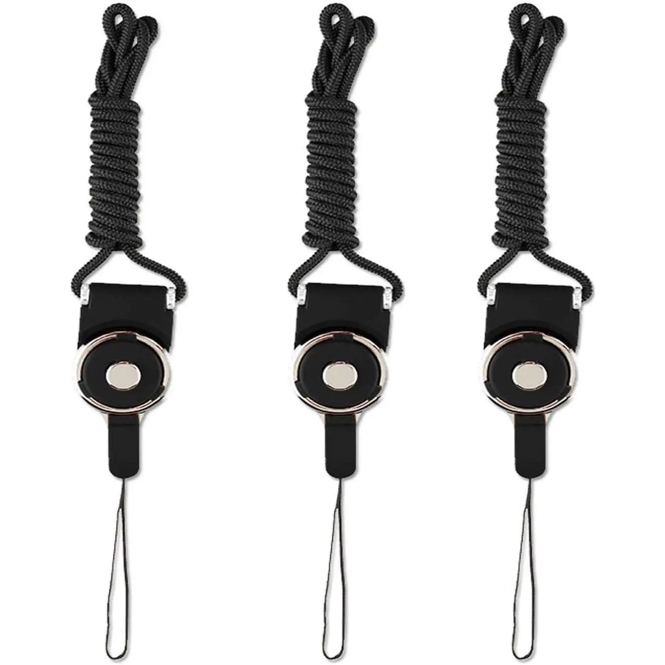 3 count Detachable Cell Phone  Lanyard Strap - Ideal for Cellphone,ID Card Badge,Camera,iPod,Mp3,PSP,USB Flash Drive and Any Other  Devices with a Lanyard Hole-Black