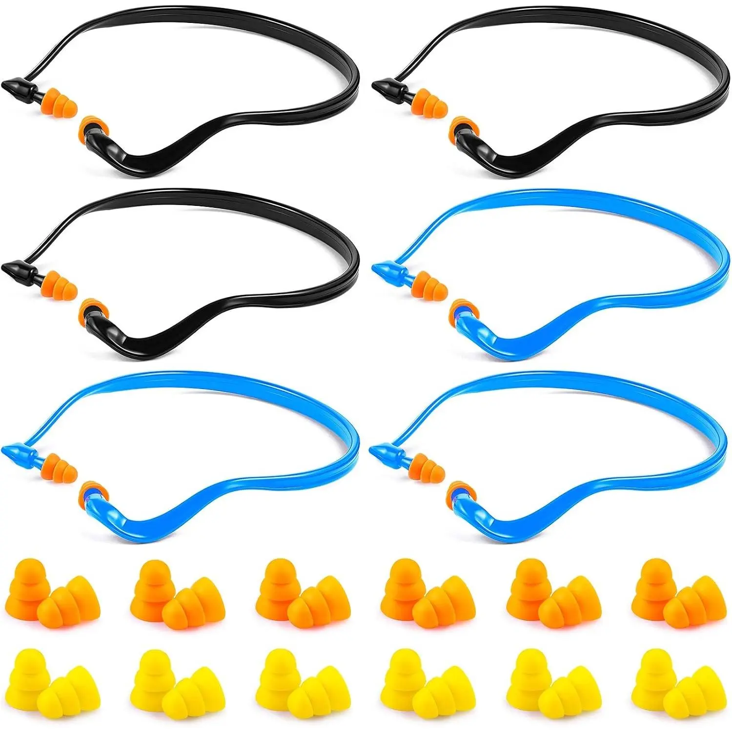 18 Pairs Silicone Banded Ear Plugs - In-Ear Reusable Hearing Protection & Replacement Earplugs for Sleeping, Shooting, Travel, Construction Work