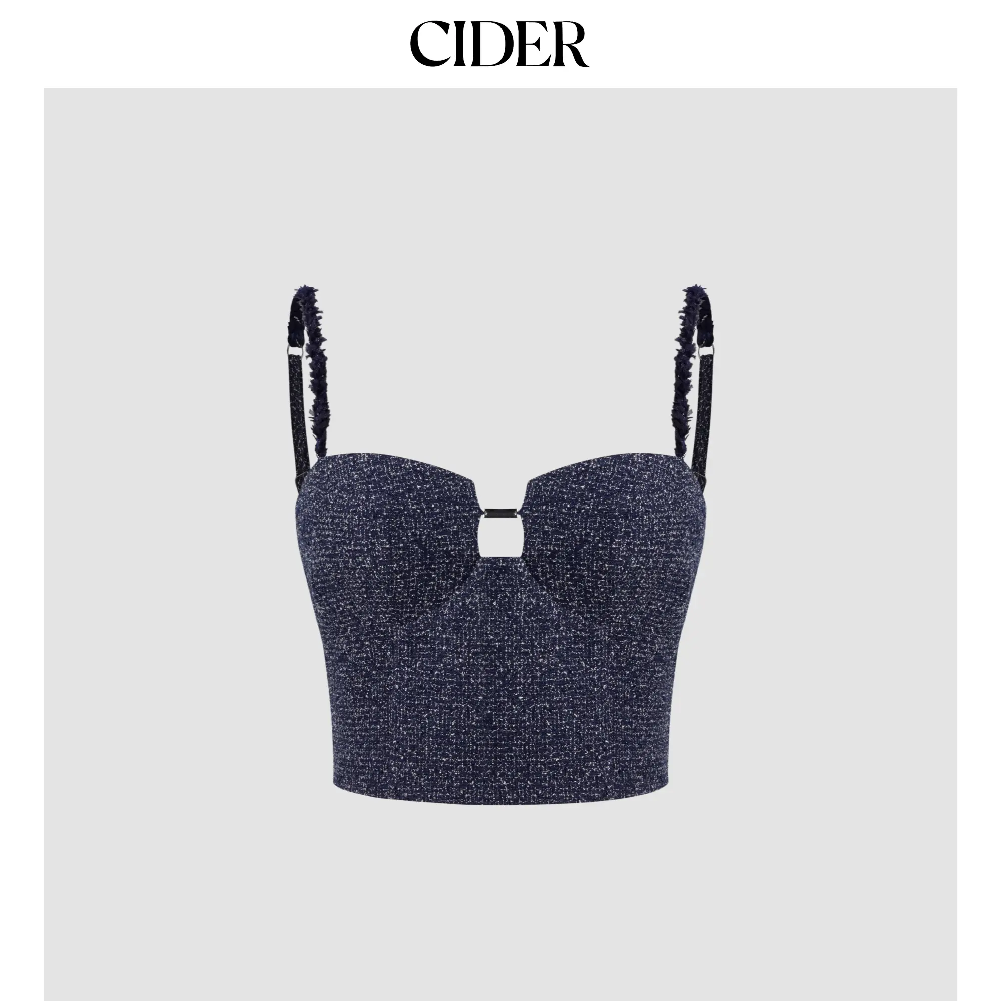 Cider [size 2-10] Tweed Zipper Crop Cami Top