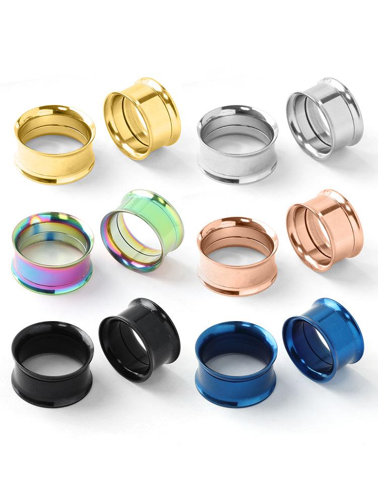 316L Stainless Steel Double Flared Ear Gauges Set, 2G-00G Ear Tunnels Plugs, Hypoallergenic Ear Stretching Jewelry for Women Men