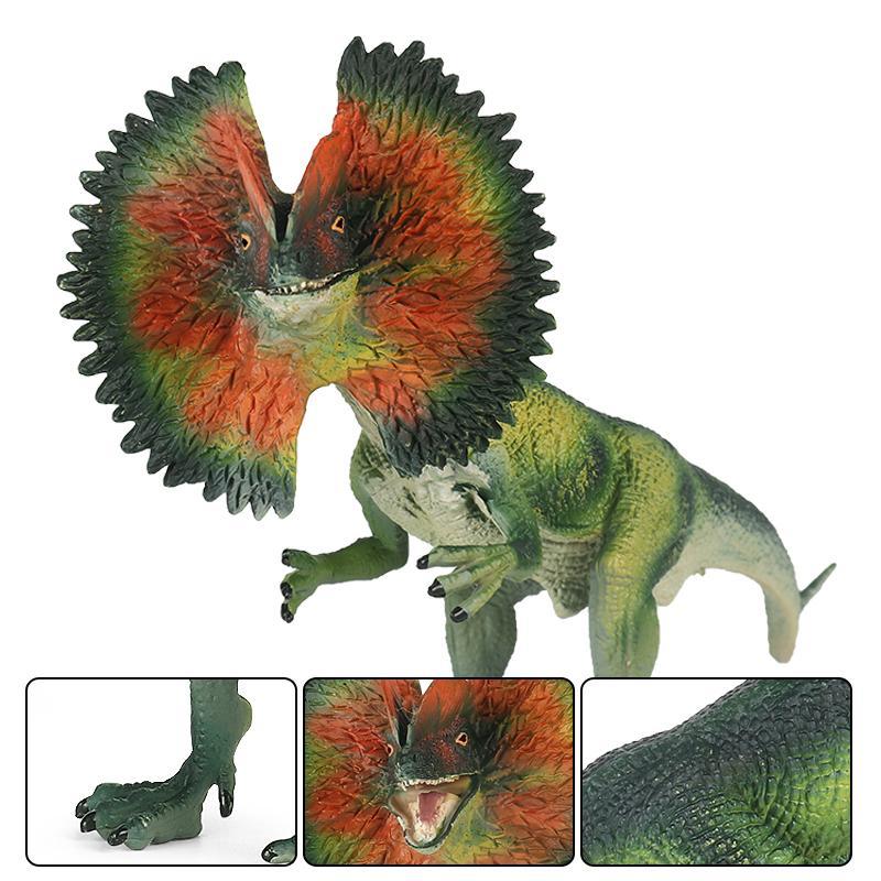 Oenux Jurassic Carnivorous Dilophosaurus Solid PVC Dinosaur Toy Action Figures Animal Model Collection Kids Gift