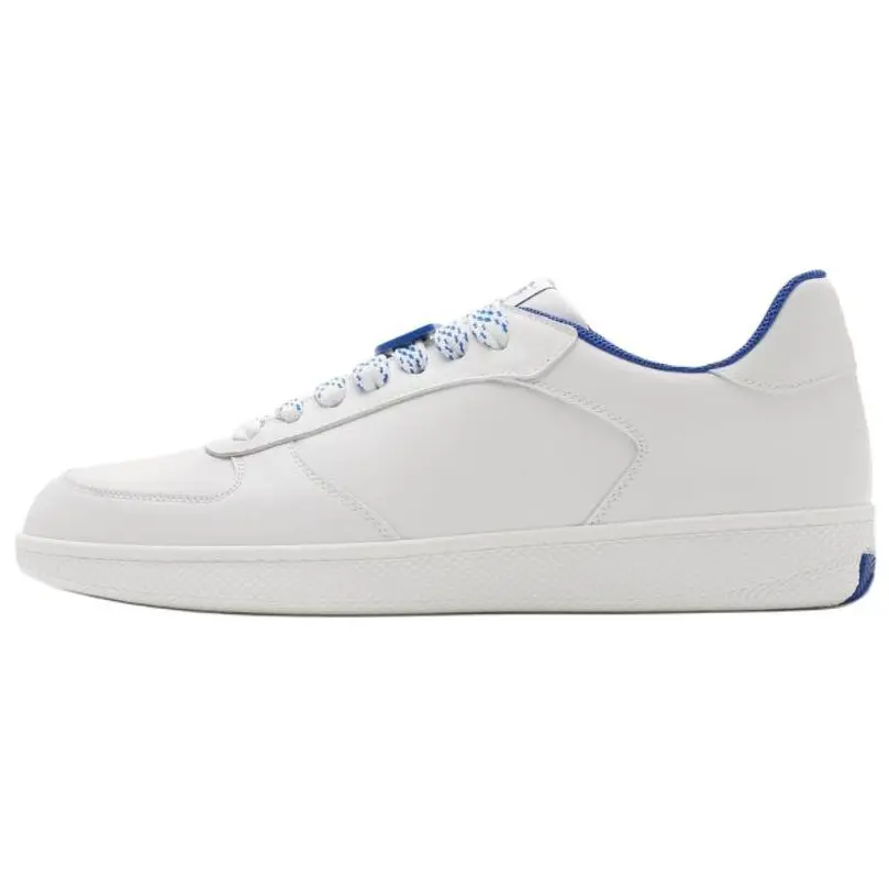 Men's Burberry Leather Low-Top Sneakers - White & Blue Casual Trainer Footwear, Maison Mihara Verifiable with Credentials & Global Authentication Support