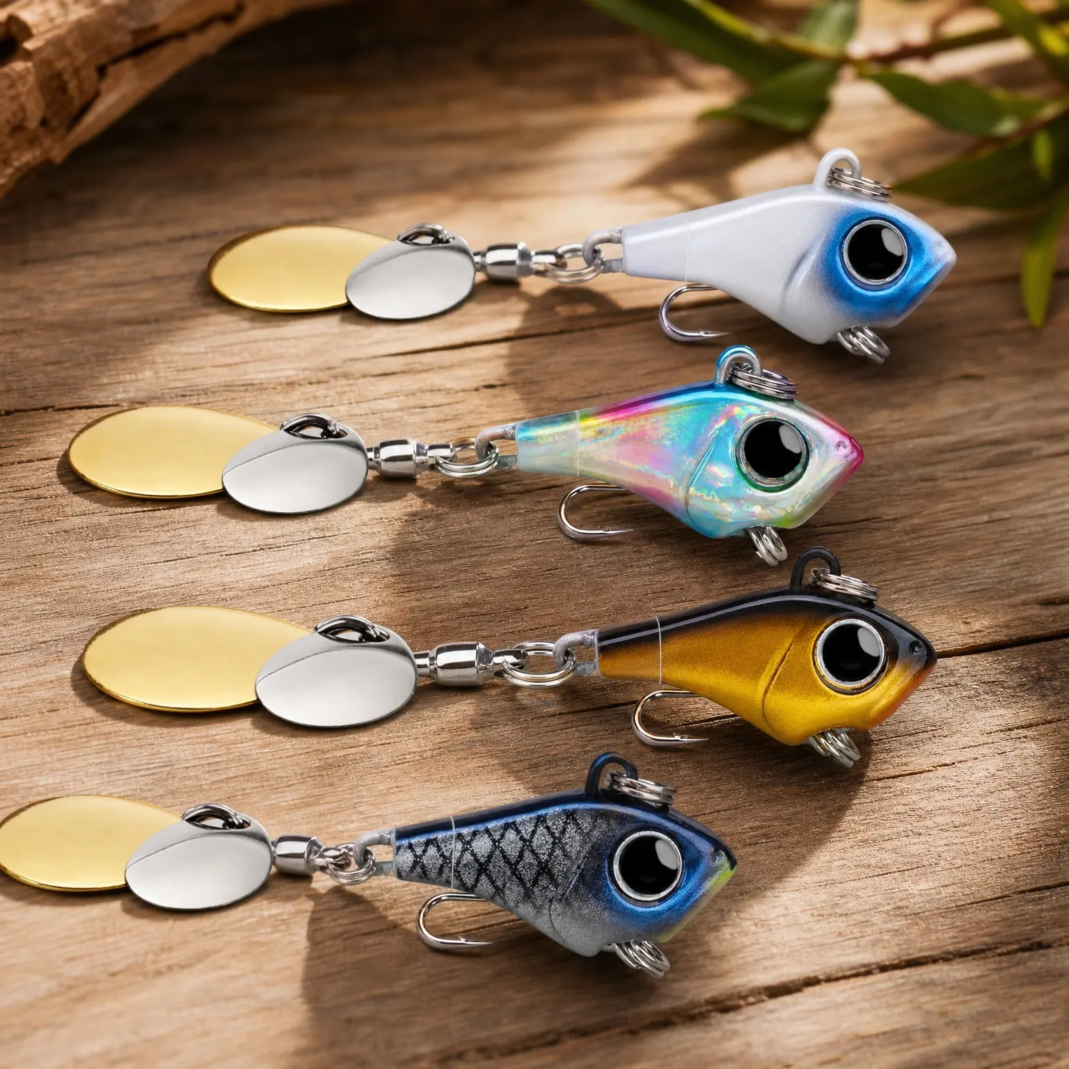 Easy Catch Fishing Lures with Sharp Hooks, Tail Spinner Baits with 4 Actions, Vibrating Swimming Flashing & Jigging for More Bites, Spoon Lures for Bass Trout Crappie Walleye PikeGift