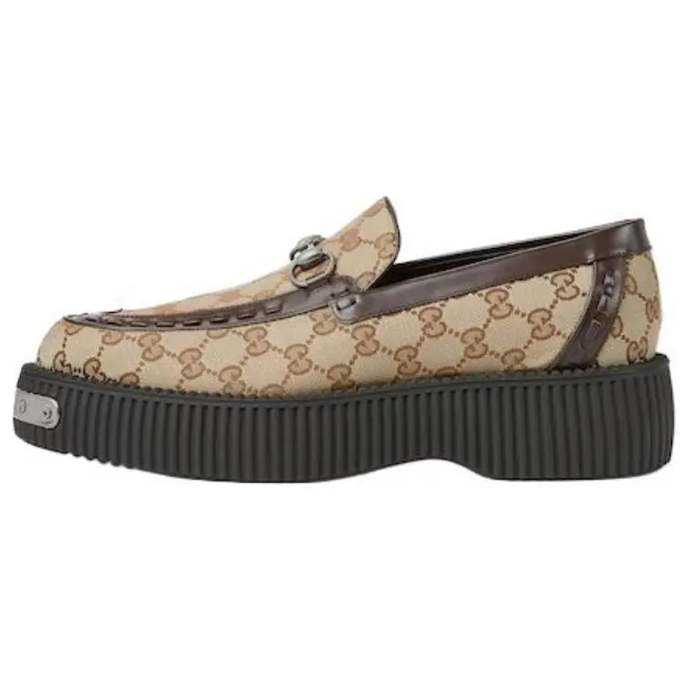 Men's Gucci Horsebit Creeper Leather Loafers - Round Toe, 5.3cm Platform Sole, House White, Rubber Footwear, Maison Mihara Verifiable with Credentials & Global Authentication Support