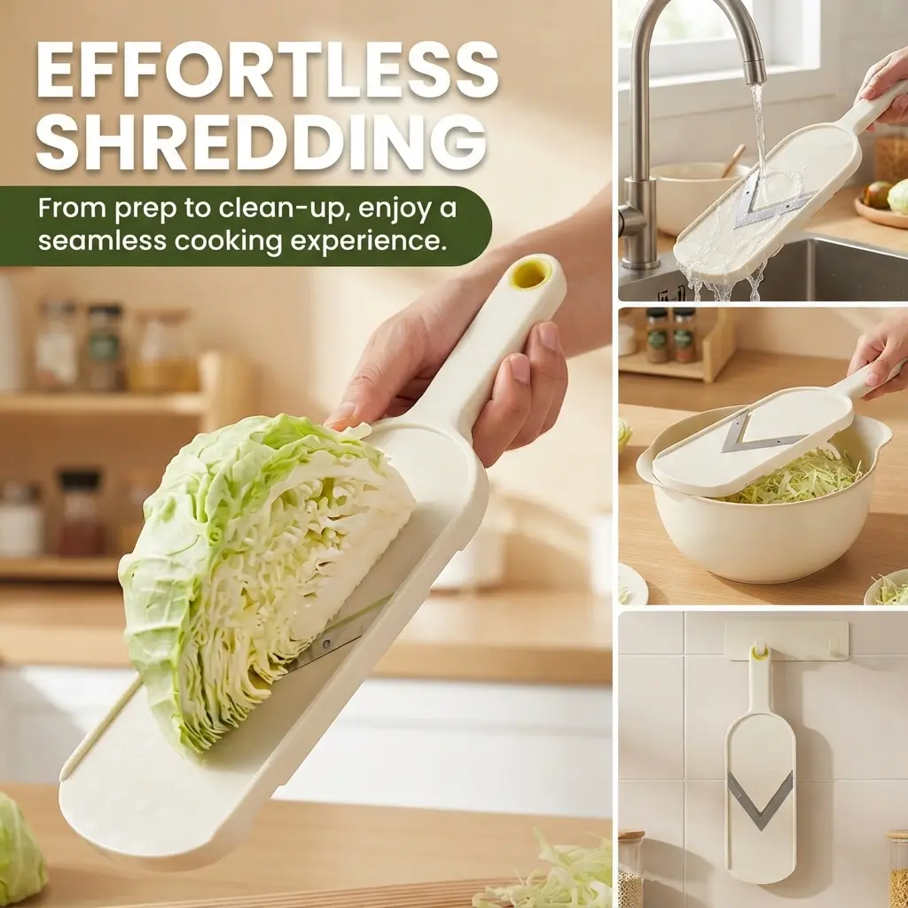 Japanese‑Style Cabbage Slicer, 1‑Count Durable Multifunctional Vegetable Shredder, Kitchen Slicing Tool for Cabbage, Lemon, Cucumber, Ideal for Coleslaw & Salad Prep