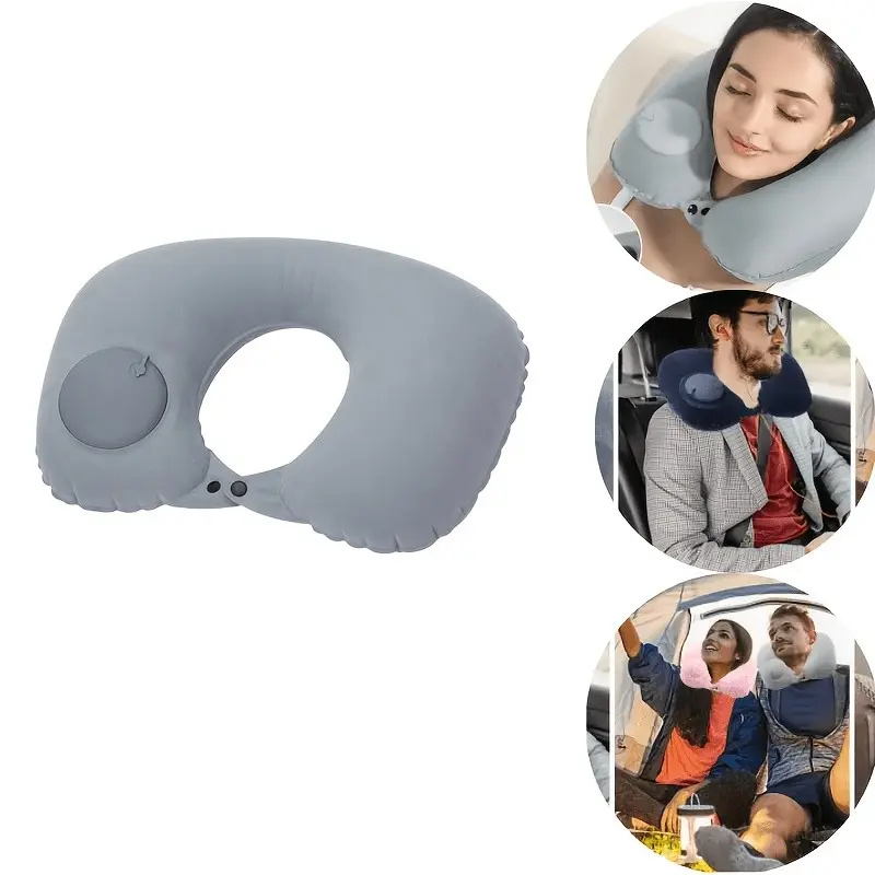 Portable Inflatable Travel Neck Pillow, Adjustable U-Shaped Neck Cushion, Foldable and Easy to Carry, Ideal for Airplane, Office, Travel