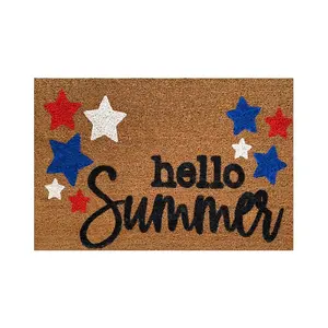 Patriotic Red White Blue Star Diatomaceous Earth Doormat, USA 250th Anniversary Decorative Entrance Rug, Non Slip Absorbent Indoor Front Door Mat, Patriotic Welcome Floor Mat for Independence Day Memorial Day Home Porch Decor