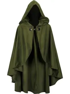 Gothic Style Vintage Women's Button Cape, Medieval Witch Hooded Cloak, Perfect for Halloween Party, Elegant and Festive