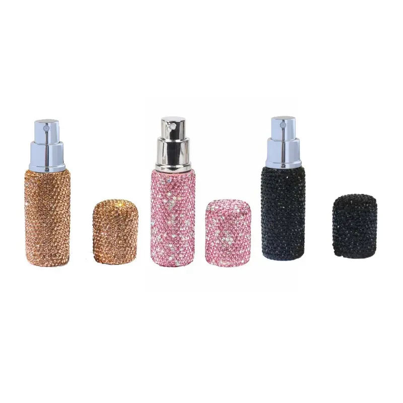 10ml Rhinestone Bottom Refillable Perfume Atomizer, Portable Mini Travel Spray Bottle, Exquisite Rhinestone Sample Sized Carry-On Cosmetic Perfume Vial