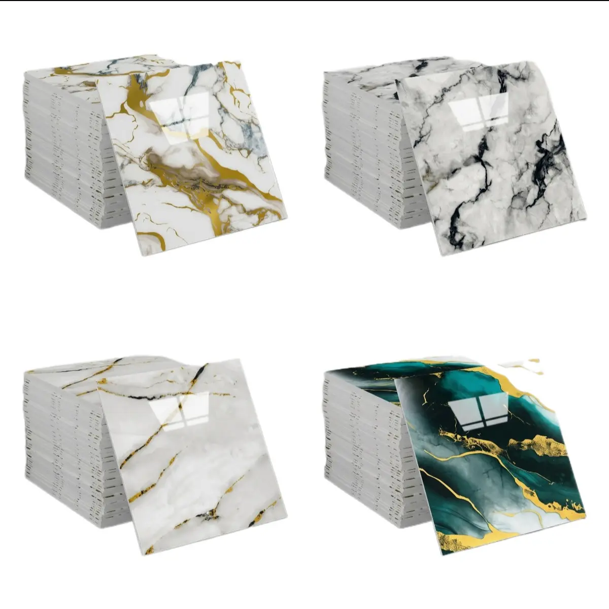 30 Pieces Gold Foil Marble Pattern Imitation Tile Wall Stickers, Self-adhesive Bathroom Tiles, Waterproof Wall Panels. Suitable for bathrooms and kitchens, easy to peel and stick. Can be used for TV background wall decoration with simple installation.