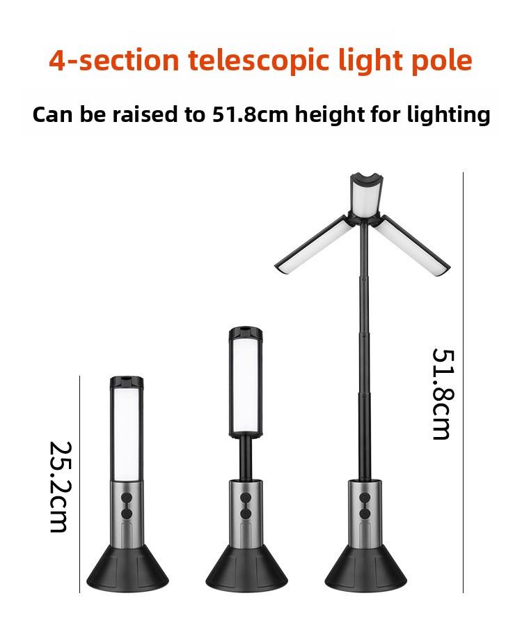Outdoor multifunctional telescopic folding camping light 270 ° adjustable led lighting light with hook warm ambient light