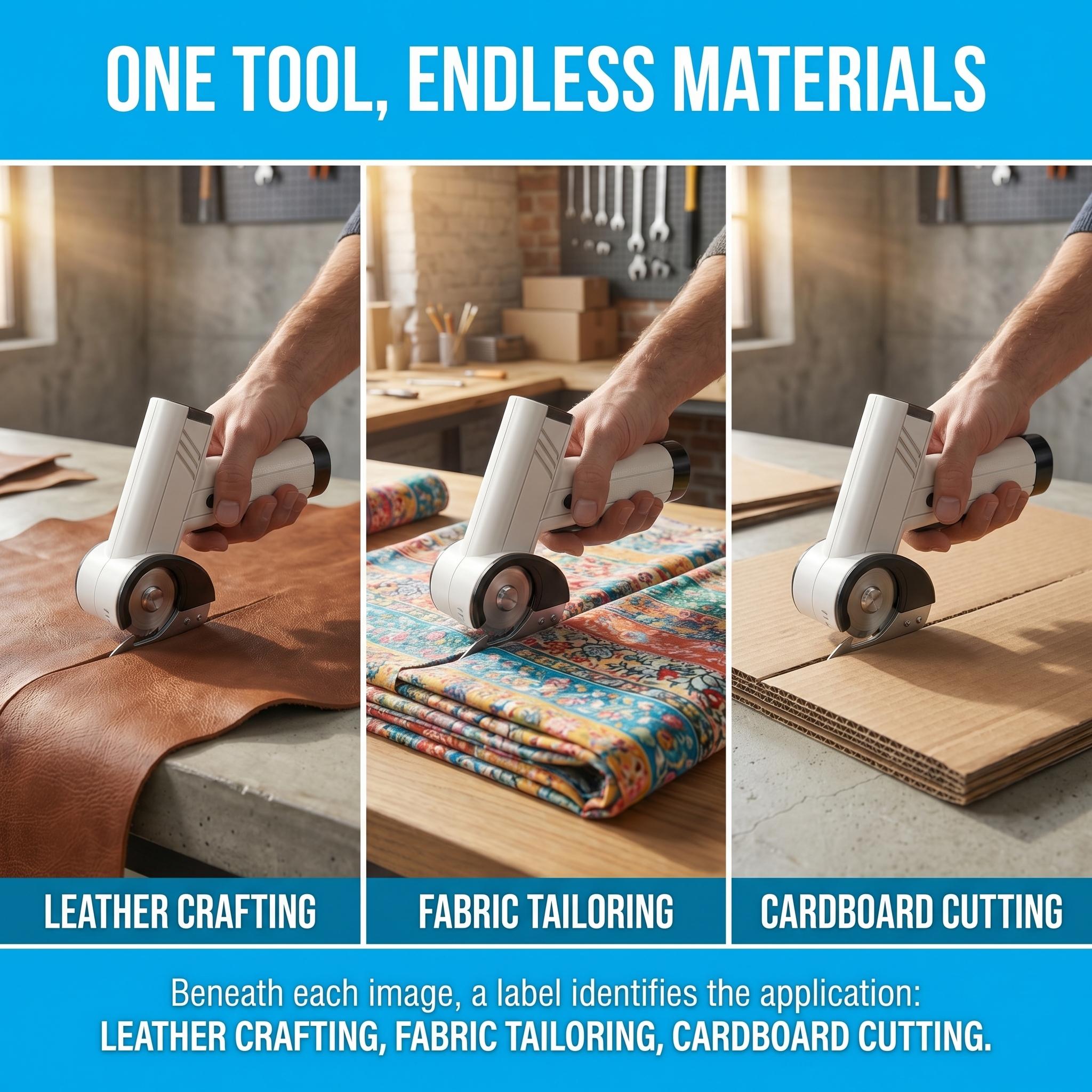 Cordless Electric Scissors| 4-Speed Adjustable Rotary Power Cutter, Heavy-Duty Fabric Cutter for Fabric, Leather, Cardboard, Paper & DIY Crafts, Portable Cutting Tool