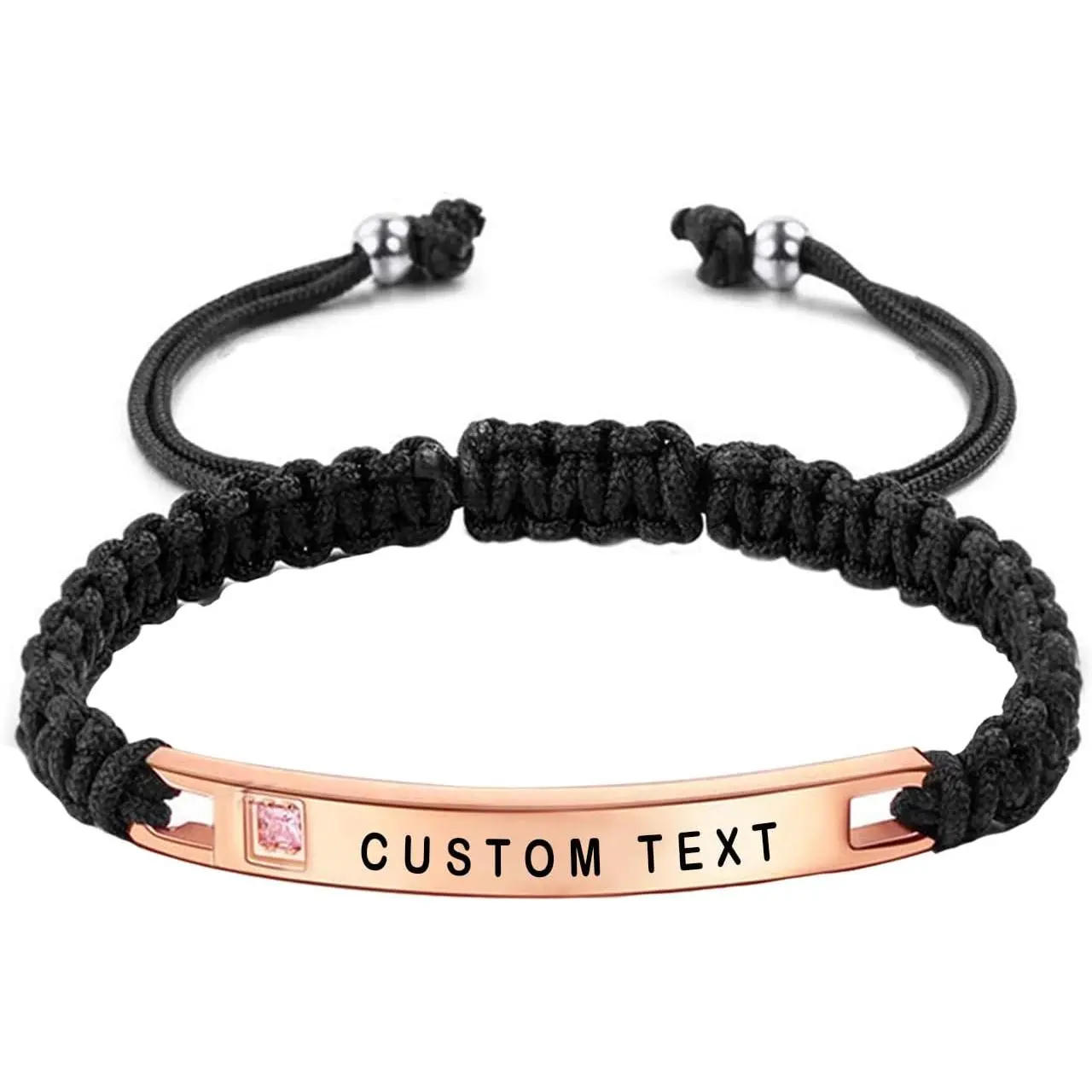 Personalized  Braided Couples Bracelet - Custom Engraving Name ID Long Distance Relationship Bracelet Adjustable Rope Couples Bracelet  for Men Women Lover