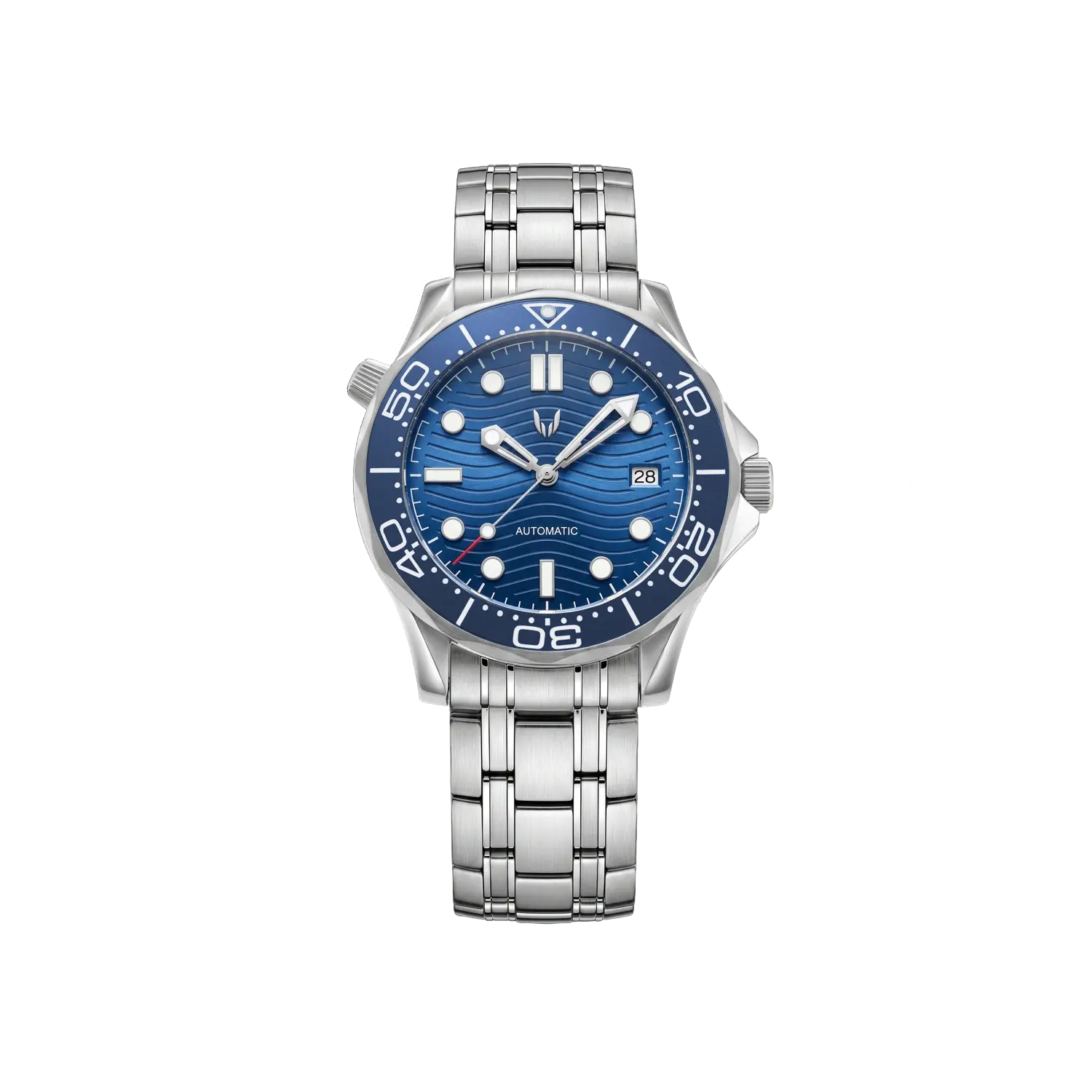 Custom Maritime Diver Wave Dial Blue Automatic Watch