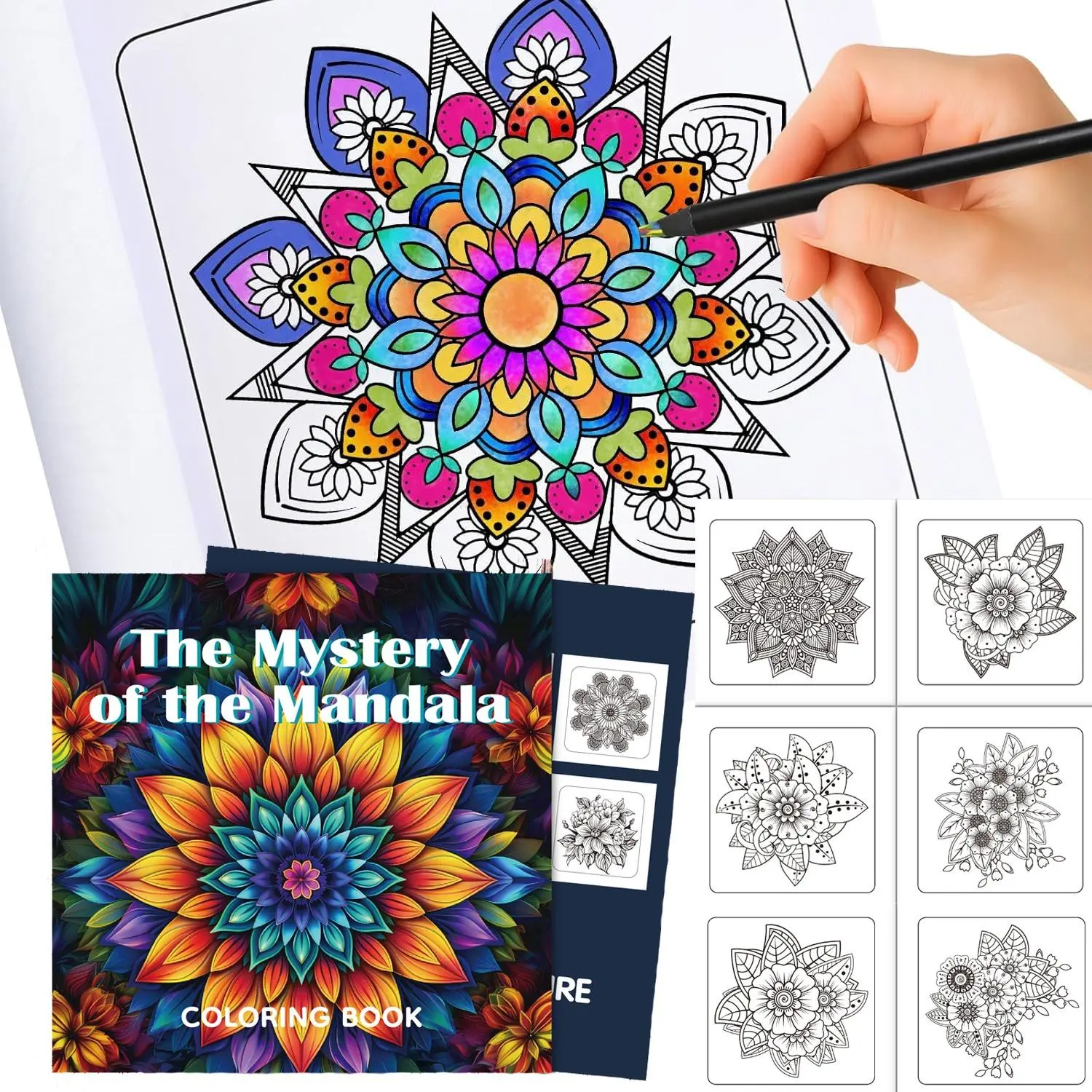 Adult 24-Page Mandala Coloring Book - Thick Paper Notebook for Anxiety Relief, Mindfulness Gifts (Arts & Crafts DIY Supplies)