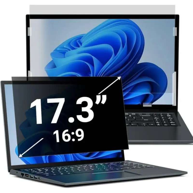 Compatible for: 17.3" 16:9 Laptop Privacy Screen Filter - Anti-Spy, Anti-Scratch, Anti-Glare & Blue Light Filter, Matte PET Computer Monitor Shield to Eye, Data in Offices, Classrooms, Cafés