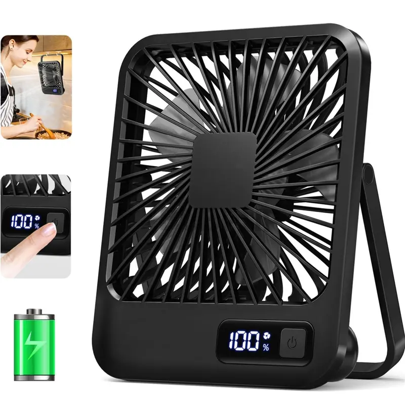 Desk Fan, Portable Quiet Table Fan, 5 Speeds, Ultra Slim, USB Charging / Cordless Use, Adjustable Rechargeable Fan, 180° Tiltable & Foldable Mini Personal Fan for Travel, Desks, Office
