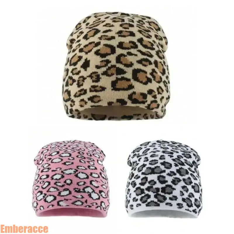 Unisex Leopard Print Beanie Hat, Y2K Boho Vintage Knit Winter Hat with Soft Thick Fabric, Cheetah Animal Pattern Streetwear Cap for Men and Women, Warm Casual Outdoor Headwear for Fall Winter Daily Wear
