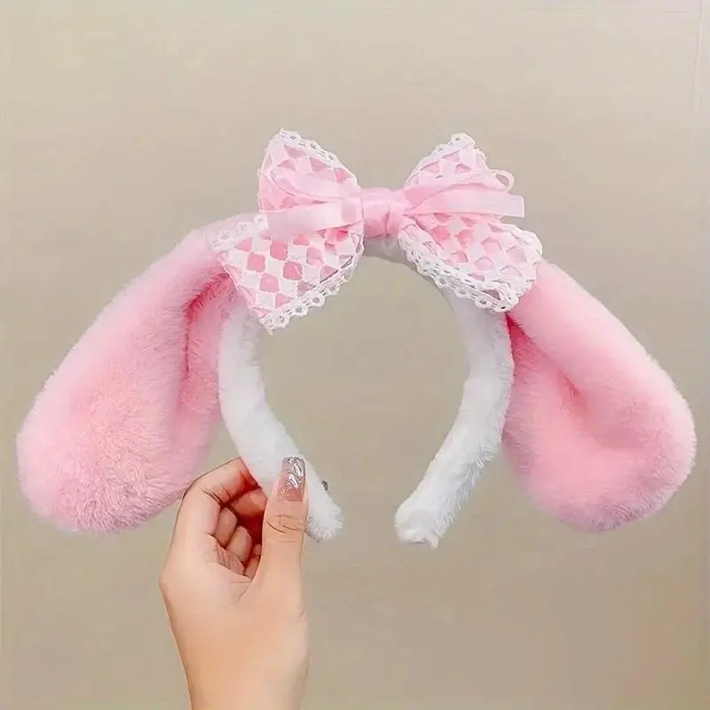 Girls' Fluffy Cinnamoroll Ears Headband with Bow Detail - DIY Felt Crafts Halloween Cosplay Accessory (Toys & Hobbies)