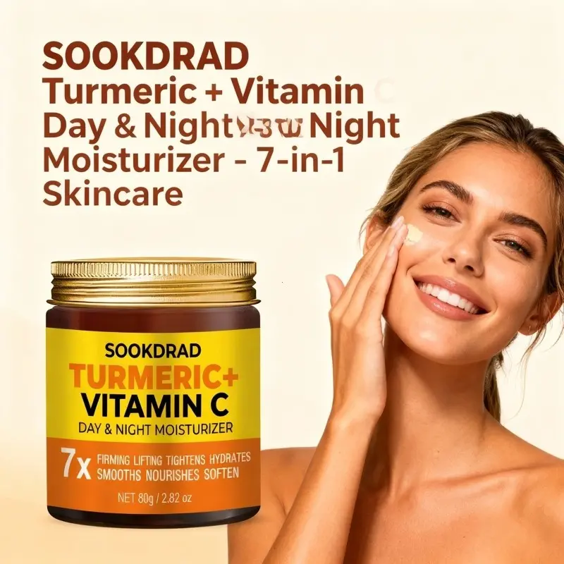 Turmeric + Vitamin C Day Night Moisturizing Cream, Hydrating, Smooth, Facial Care, 80g/2.82oz, All Skin Types, Daily Use