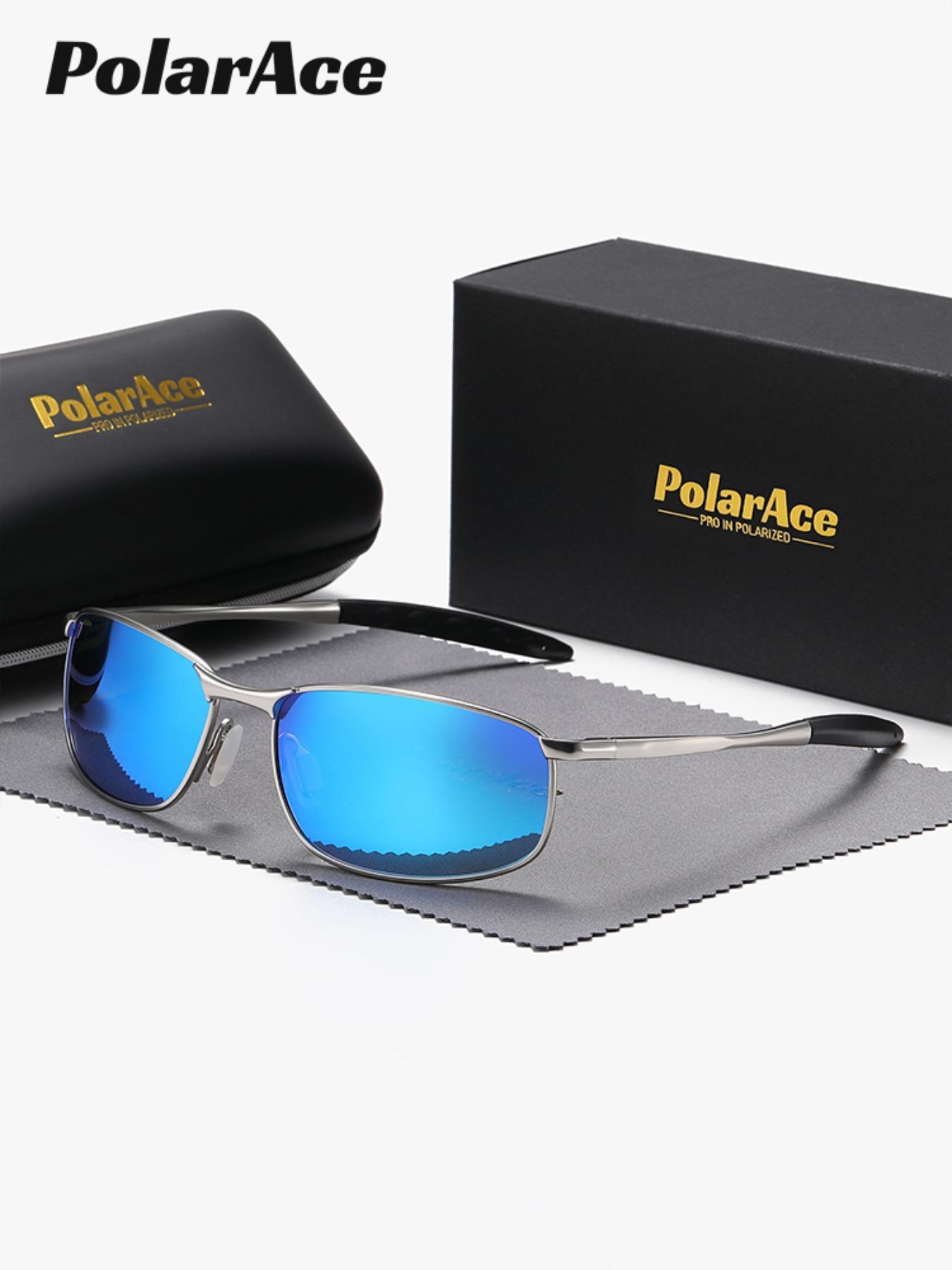 1 Piece PolarAce Unisex Business Style Reviving Classic Charm Rectangular Full Frame Polarized Sunglasses UV400